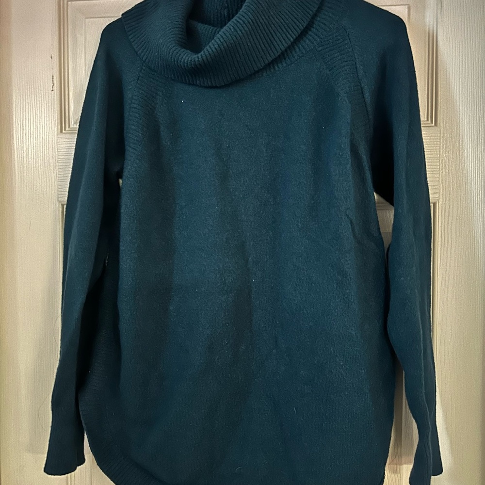 Time and Tru Blue Cowl Neck Sweater Relaxed Fit